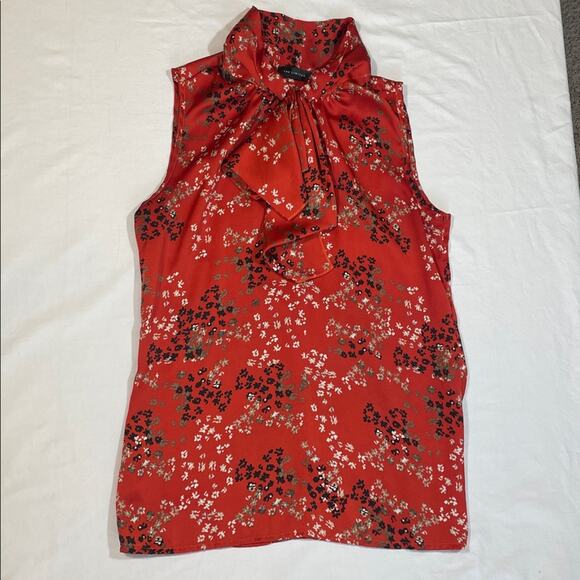 Limited high neck sleeveless blouse Size XS orange. Workwear. Halter. Floral - Picture 1 of 6